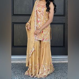 Beige gharara suit